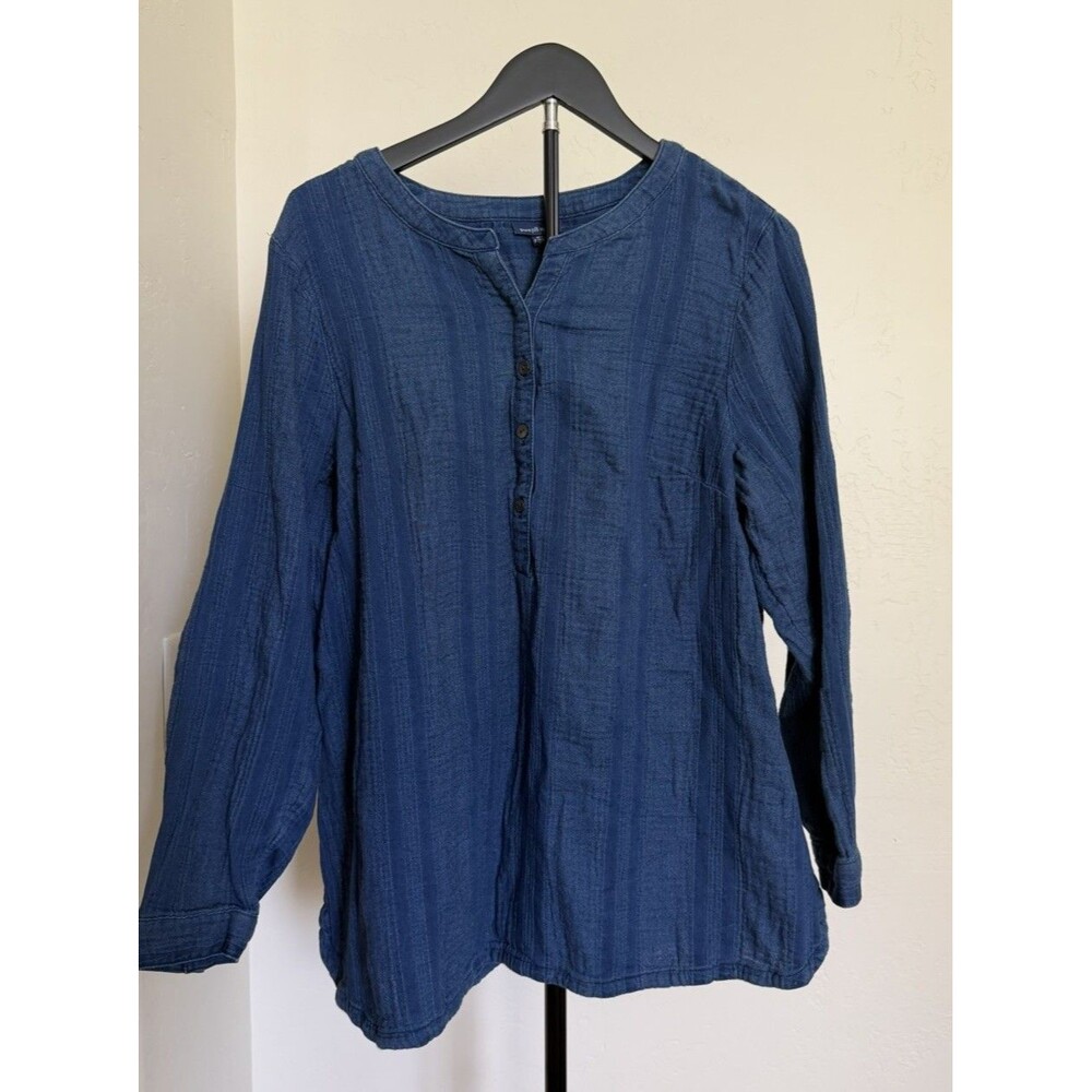 PureJill J Jill Cotton Gauze Top Petite Large Coastal Resort Vacation Lagenlook